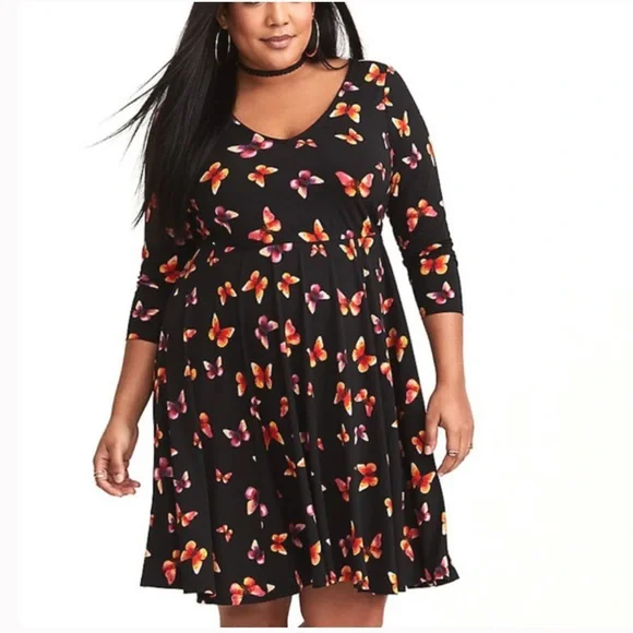 torrid | Dresses | Torrid Black Butterfly Dress Lace Up Back Nwt Sz |  Poshmark